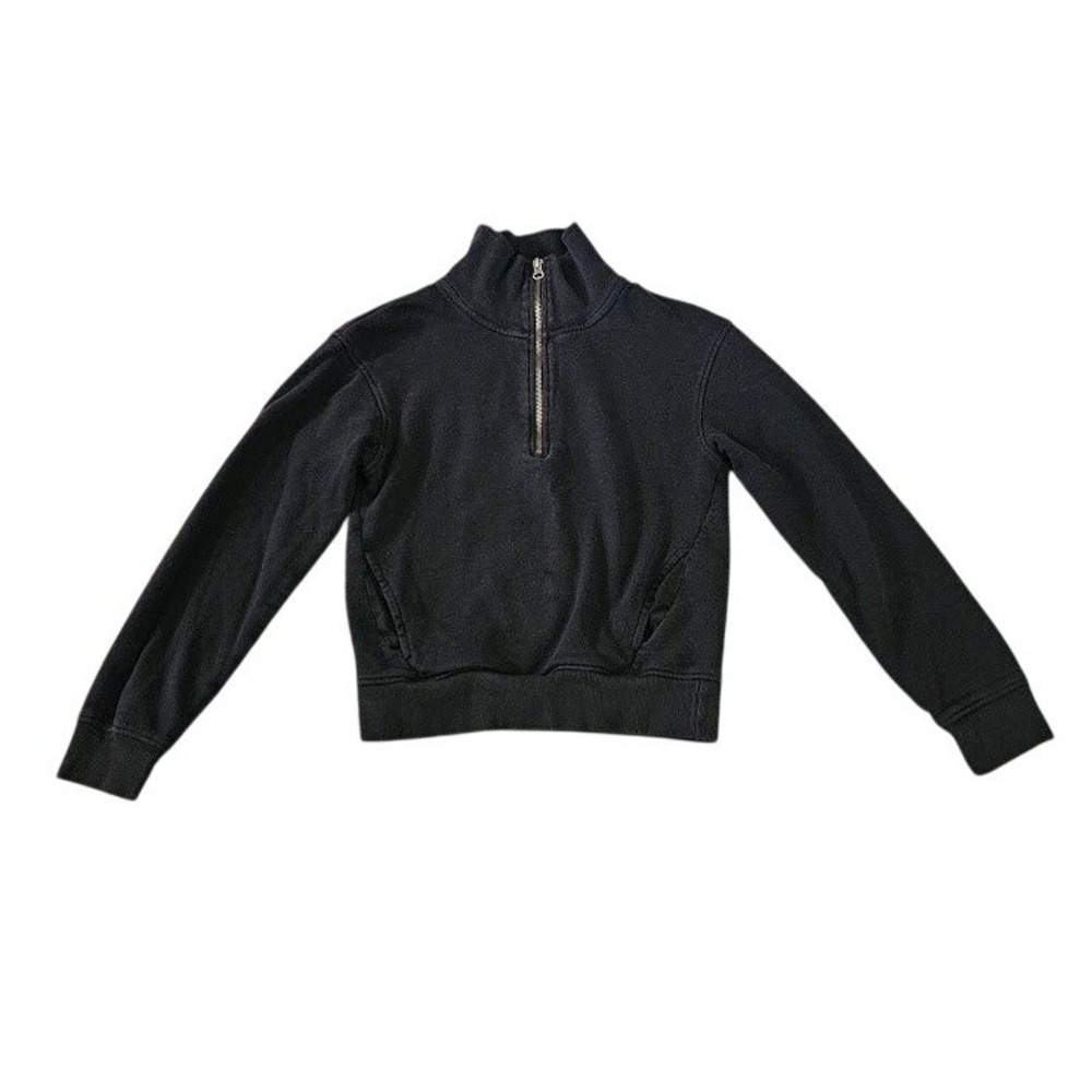 Pact Quarter Zip Pullover Sweatshirt Womens XS Black 100% Organic Cotton